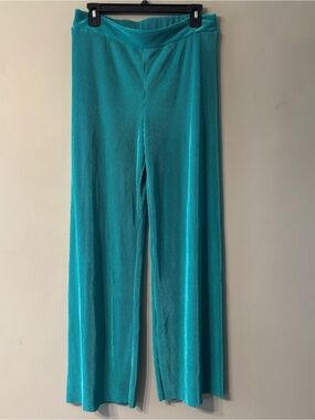 Ro & De | Teal Pleated Wide Leg Pants | L